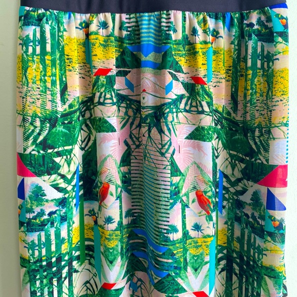 Nicole Miller Sleeveless Colorful Tropical Print Maxi Dress - Picture 3 of 7
